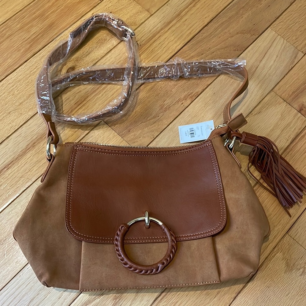 Francesca’s faux suede bag- NWT rich chestnut color